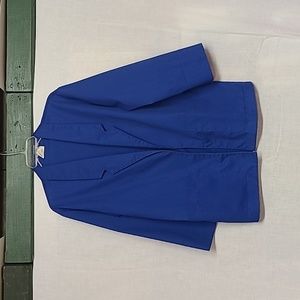 1960s 70s Mister Remo Royal  Blue Open Front Blazer Jacket Square Pockets Sz M